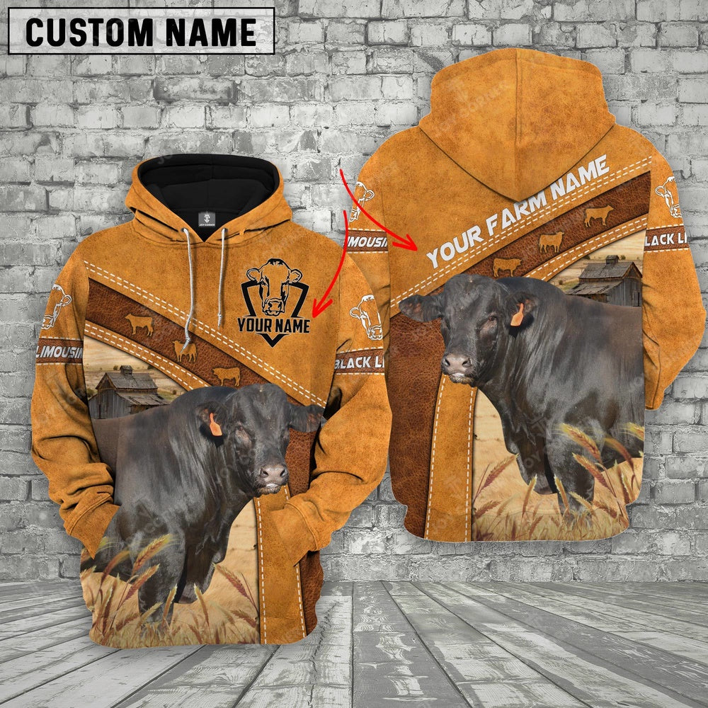 Personalized Name Farm Black Limousin Cattle Hoodie TT3, Farmer Hoodie, Custom Farm Shirts, Farmer T Shirt