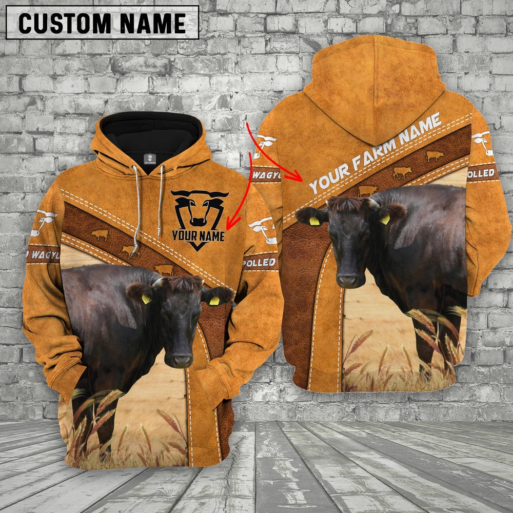 Personalized Name Farm Polled Wagyu Cattle Hoodie, Farmer Hoodie, Custom Farm Shirts, Farmer T Shirt