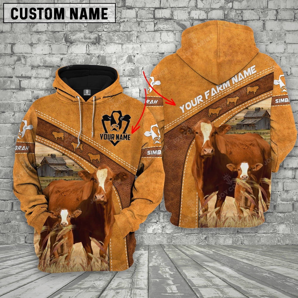 Personalized Name Farm Simbrah Cattle 3D Hoodie, Farmer Hoodie, Custom Farm Shirts, Farmer T Shirt