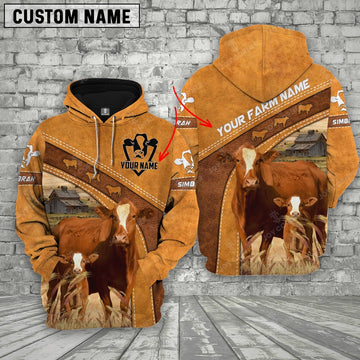 Personalized Name Farm Simbrah Cattle 3D Hoodie, Farmer Hoodie, Custom Farm Shirts, Farmer T Shirt