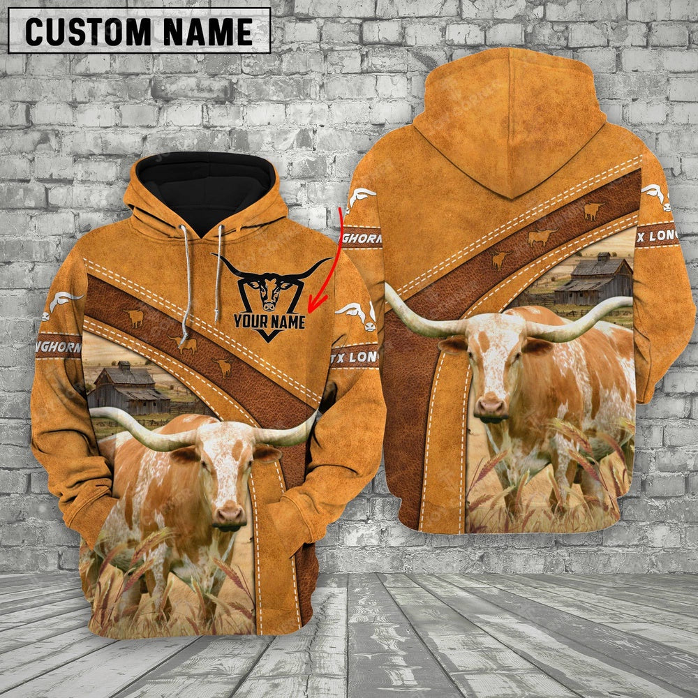 Personalized Name Farm Texas Longhorn Cattle Hoodie TT5, Farmer Hoodie, Custom Farm Shirts, Farmer T Shirt