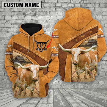Personalized Name Farm Texas Longhorn Cattle Hoodie TT5, Farmer Hoodie, Custom Farm Shirts, Farmer T Shirt