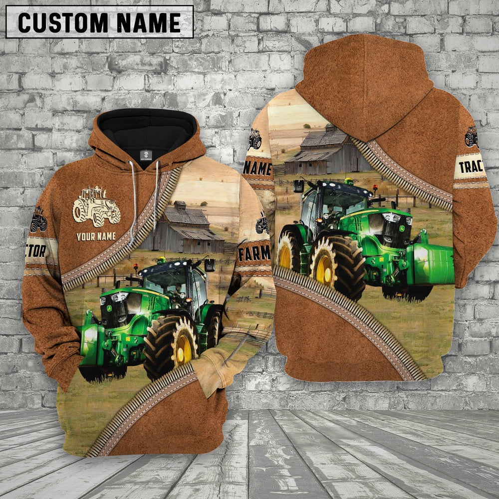 Personalized Name Farm Tractor Light Brown Hoodie, Farmer Hoodie, Custom Farm Shirts, Farmer T Shirt