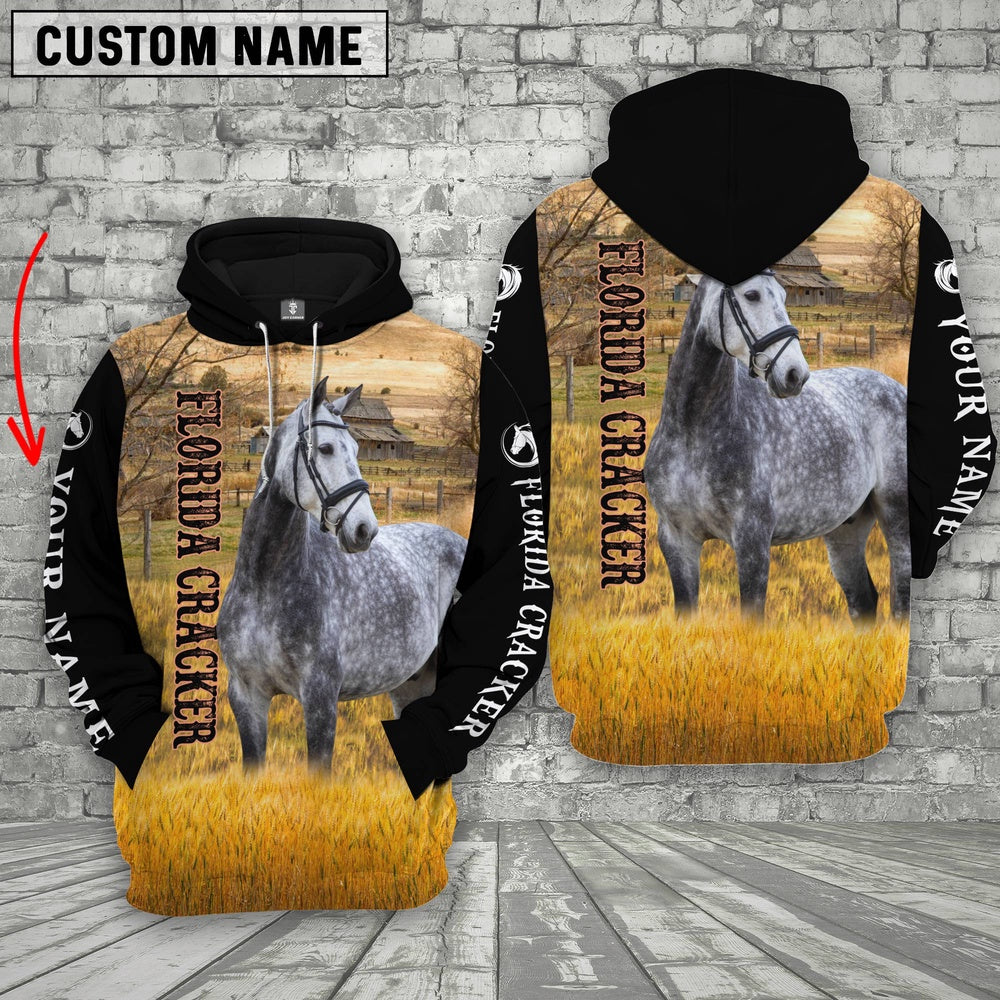 Personalized Name Florida Cracker Horse House On The Farm 3D Hoodie, Farmer Hoodie, Custom Farm Shirts, Farmer T Shirt