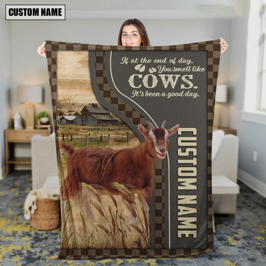 Personalized Name Goat A Good Day Blanket, Farm Blanket, Farm Animal Blanket