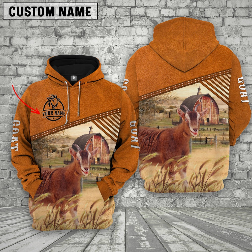 Personalized Name Goat Barn Farm 3D Hoodie, Farmer Hoodie, Custom Farm Shirts, Farmer T Shirt