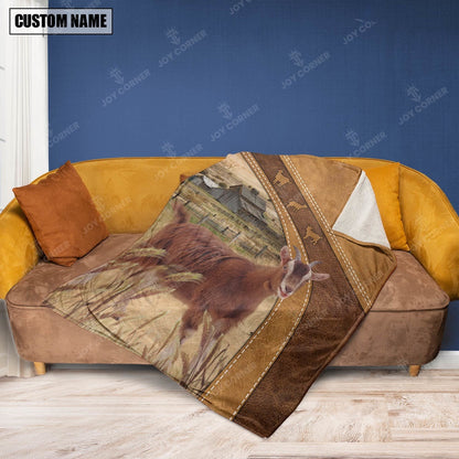 Personalized Name Goat Brownie Background Blanket, Farm Blanket, Farm Animal Blanket