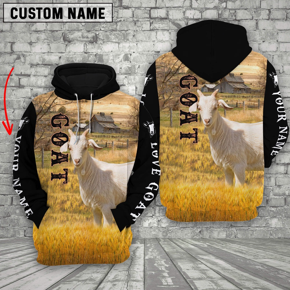 Personalized Name Goat On The Farm All Over Printed 3D Hoodie, Farmer Hoodie, Custom Farm Shirts, Farmer T Shirt