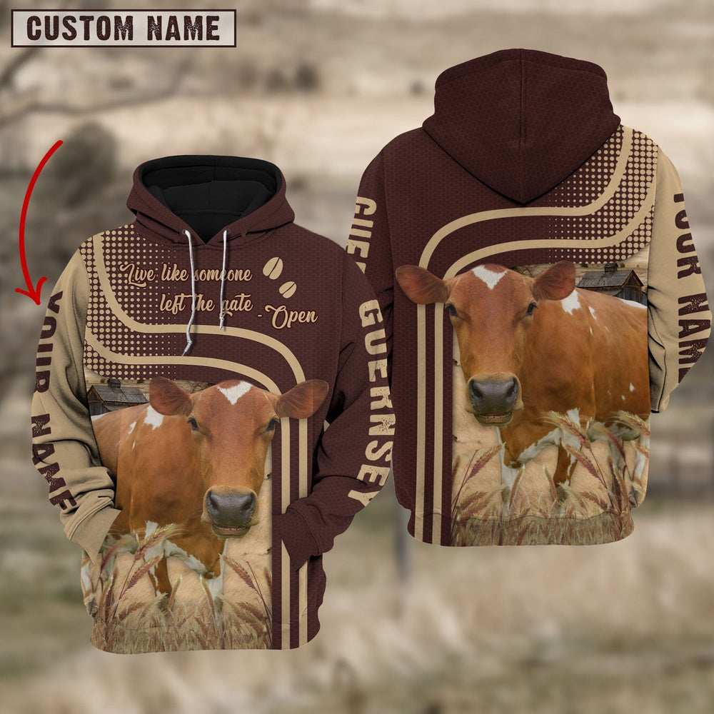 Personalized Name Guernsey Cattle Hoodie TT16, Farmer Hoodie, Custom Farm Shirts, Farmer T Shirt