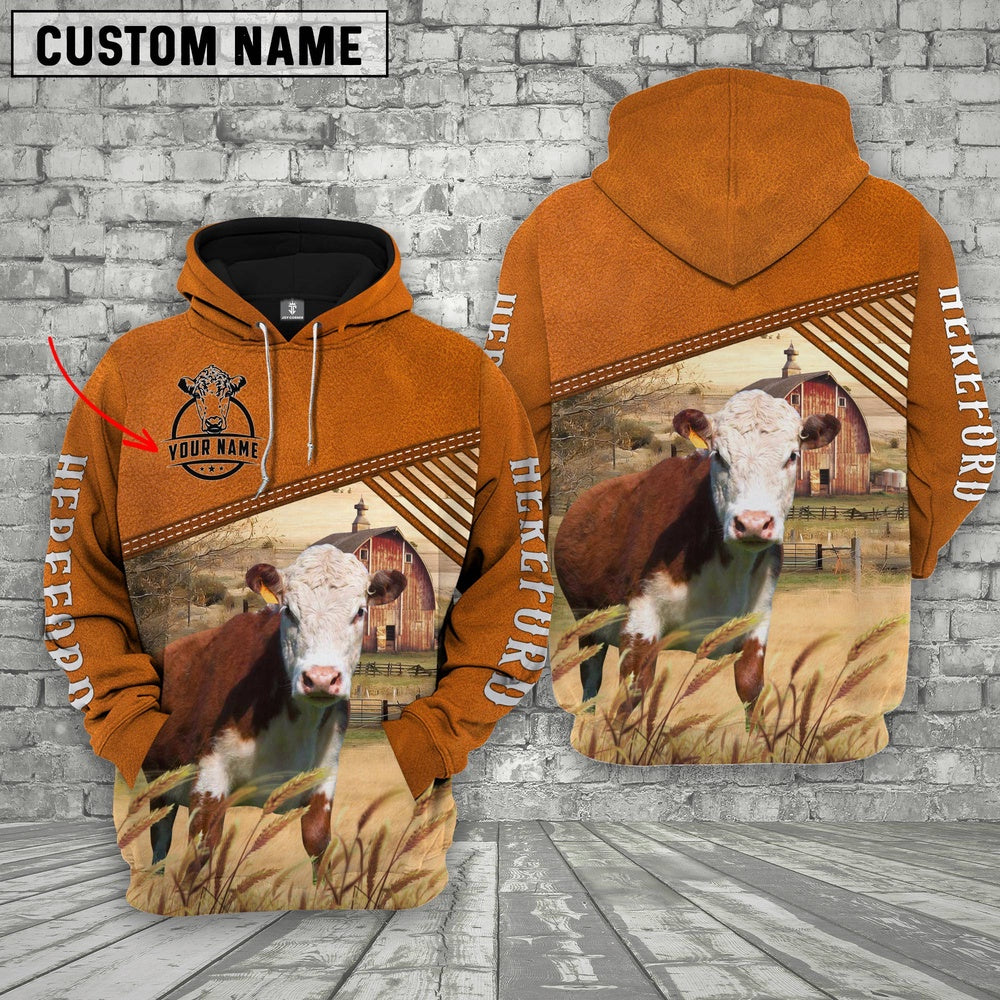 Personalized Name Hereford Barn Farm 3D Hoodie, Farmer Hoodie, Custom Farm Shirts, Farmer T Shirt