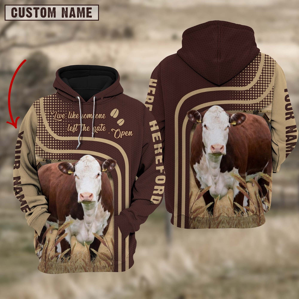 Personalized Name Hereford Cattle Hoodie TT7, Farmer Hoodie, Custom Farm Shirts, Farmer T Shirt