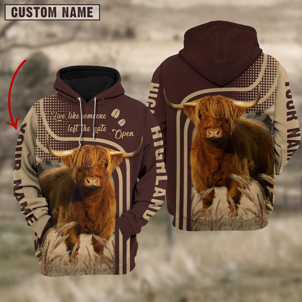 Personalized Name Highland Cattle Hoodie TT1, Farmer Hoodie, Custom Farm Shirts, Farmer T Shirt