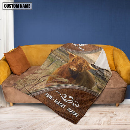 Personalized Name Highland Faith Family Farming Blanket, Farm Blanket, Farm Animal Blanket