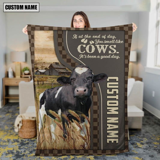 Personalized Name Holstein A Good Day Blanket, Farm Blanket, Farm Animal Blanket