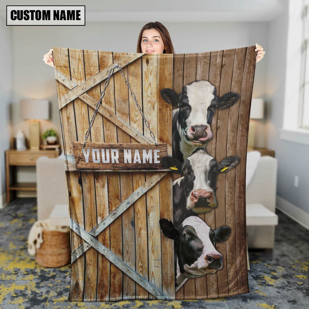 Personalized Name Holstein Barn Blanket, Farm Blanket, Farm Animal Blanket