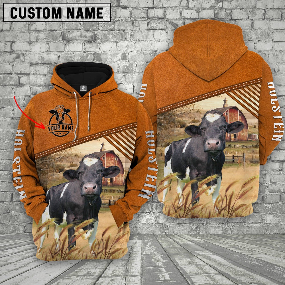 Personalized Name Holstein Barn Farm 3D Hoodie, Farmer Hoodie, Custom Farm Shirts, Farmer T Shirt