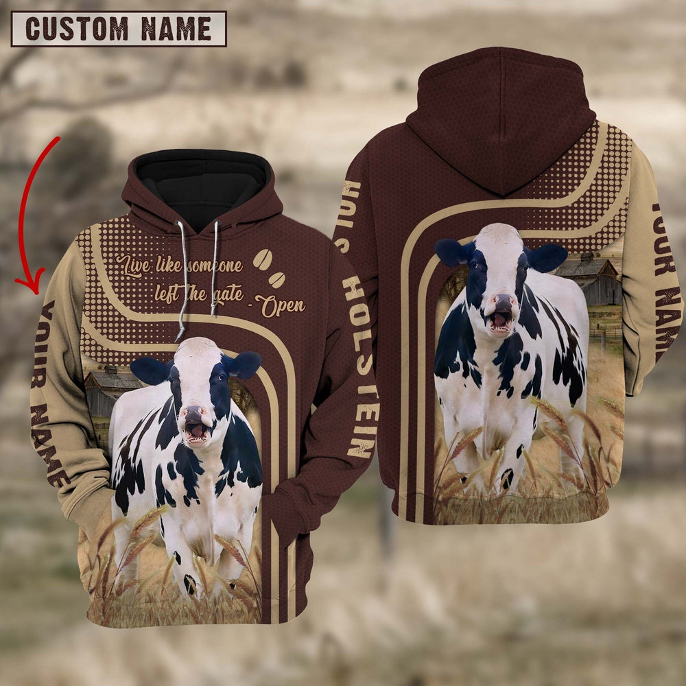 Personalized Name Holstein Cattle Hoodie TT6, Farmer Hoodie, Custom Farm Shirts, Farmer T Shirt