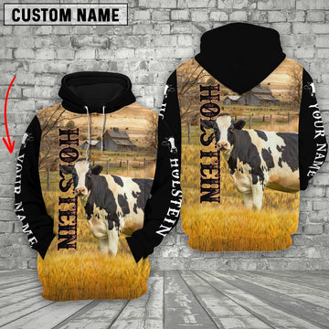 Personalized Name Holstein Cattle On The Farm All Over Printed 3D Hoodie, Farmer Hoodie, Custom Farm Shirts, Farmer T Shirt