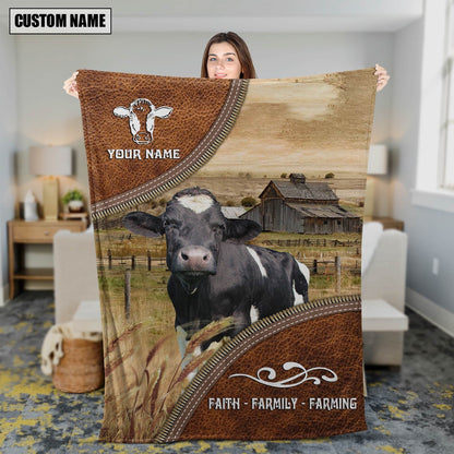 Personalized Name Holstein Faith Family Farming Blanket, Farm Blanket, Farm Animal Blanket