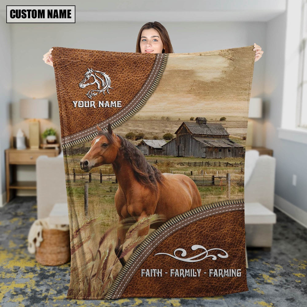 Personalized Name Horse Faith Family Farming Blanket, Farm Blanket, Farm Animal Blanket