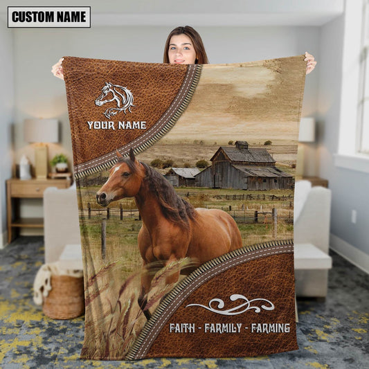 Personalized Name Horse Faith Family Farming Blanket, Farm Blanket, Farm Animal Blanket
