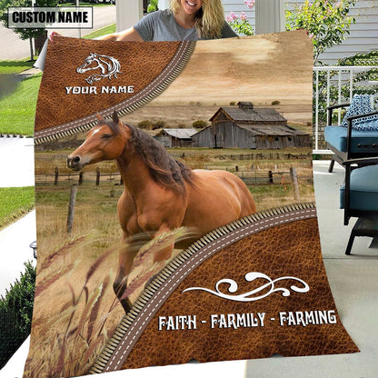 Personalized Name Horse Faith Family Farming Blanket, Farm Blanket, Farm Animal Blanket