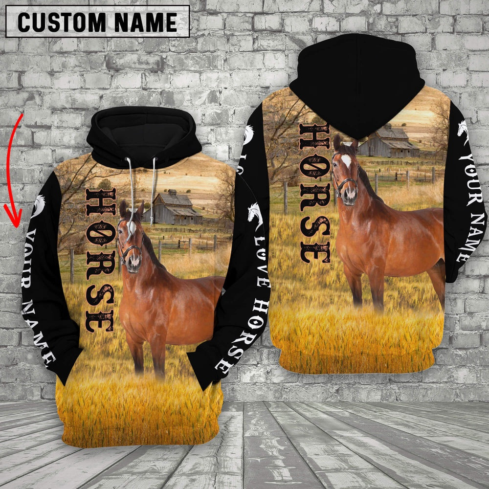 Personalized Name Horse On The Farm All Over Printed 3D Hoodie, Farmer Hoodie, Custom Farm Shirts, Farmer T Shirt