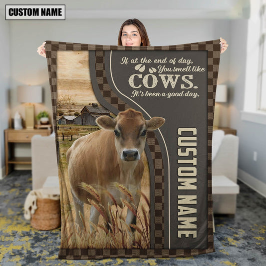 Personalized Name Jersey A Good Day Blanket, Farm Blanket, Farm Animal Blanket
