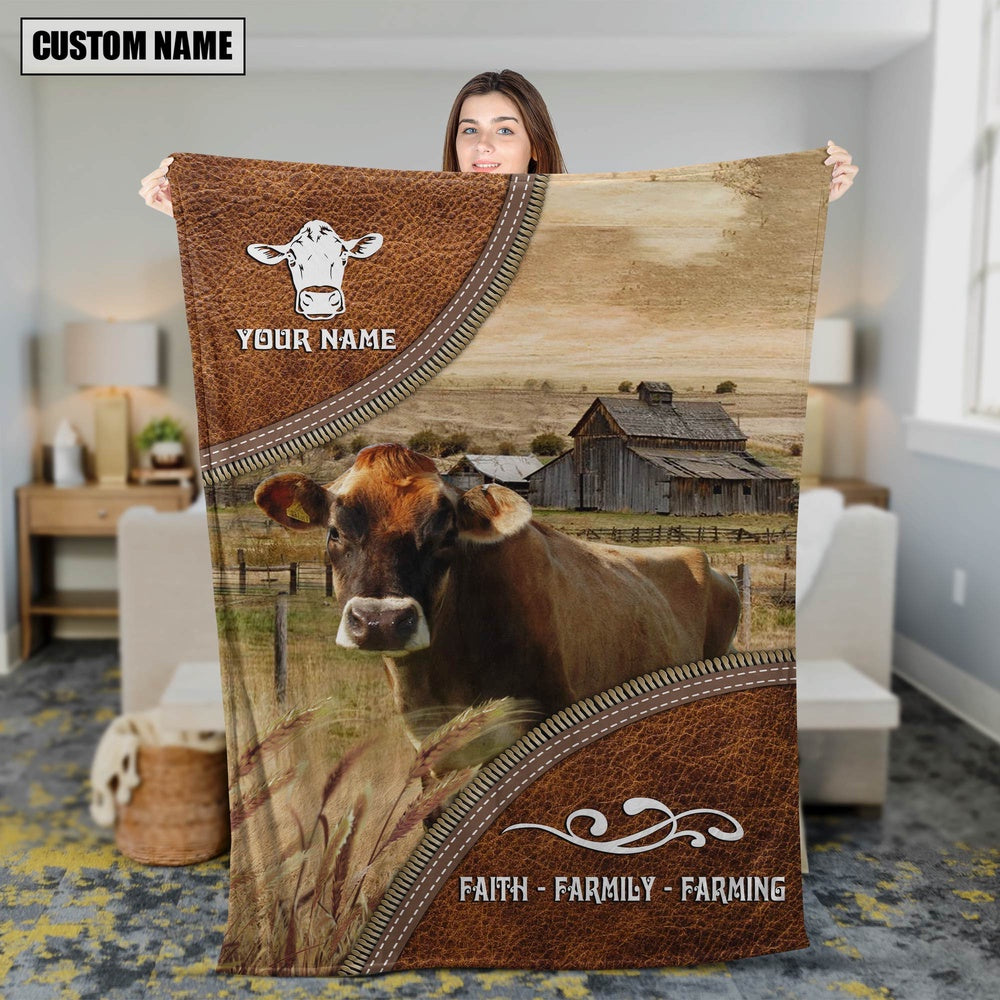 Personalized Name Jersey Faith Family Farming Blanket, Farm Blanket, Farm Animal Blanket