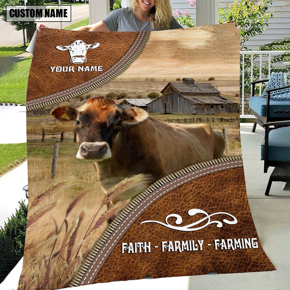 Personalized Name Jersey Faith Family Farming Blanket, Farm Blanket, Farm Animal Blanket