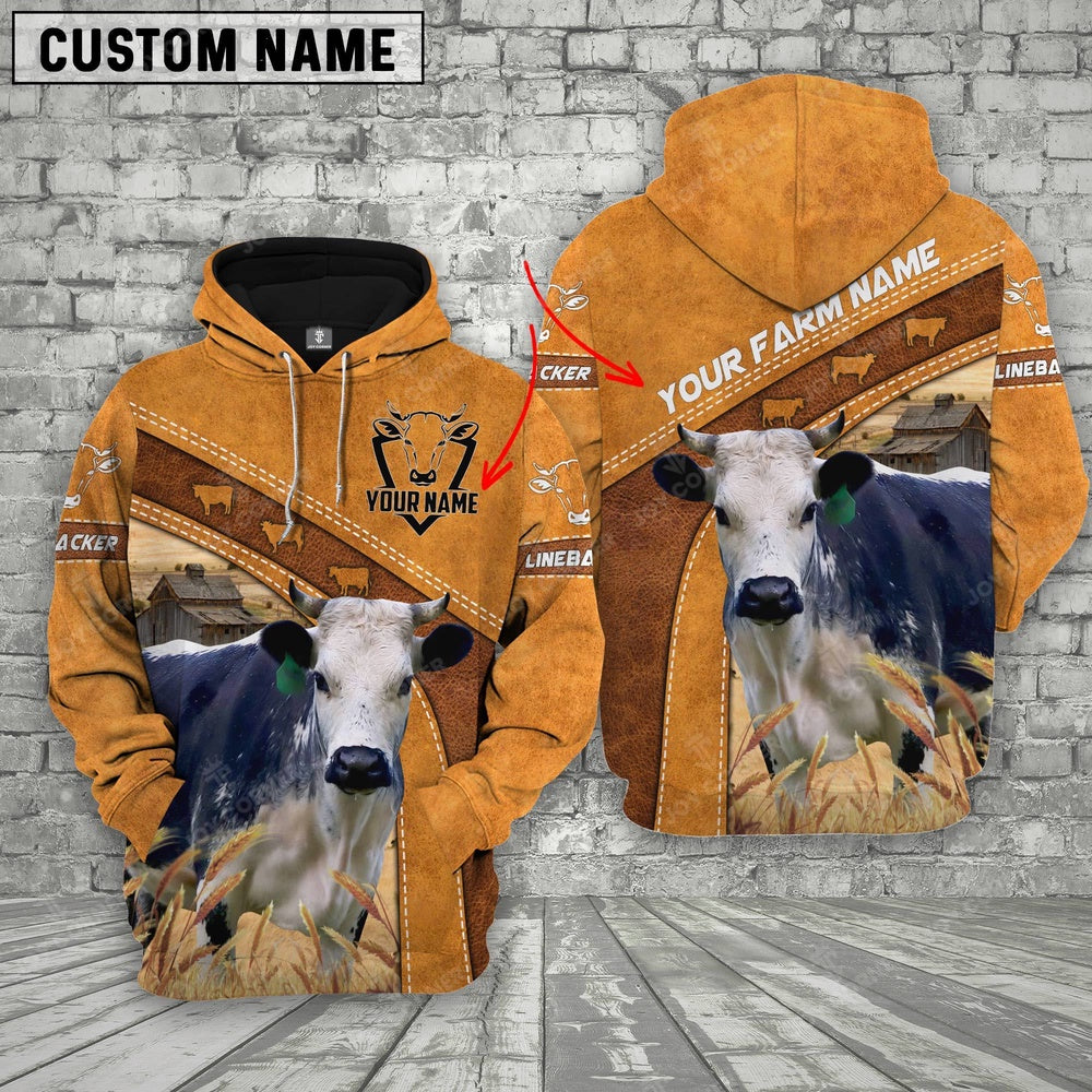 Personalized Name Linebacker Cattle All Over Printed 3D Cattle Hoodie, Farmer Hoodie, Custom Farm Shirts, Farmer T Shirt