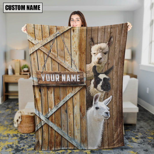 Personalized Name Llama Barn Blanket, Farm Blanket, Farm Animal Blanket
