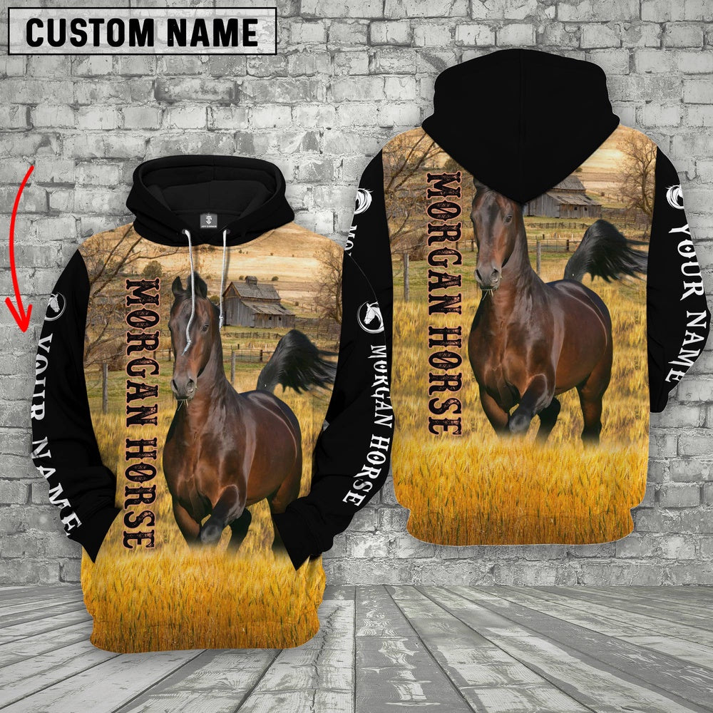Personalized Name Morgan Horse House On The Farm 3D Hoodie, Farmer Hoodie, Custom Farm Shirts, Farmer T Shirt