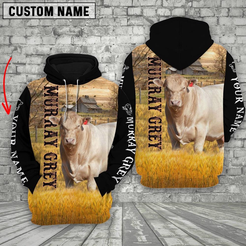 Personalized Name Murray Grey On The Farm All Over Printed 3D Hoodie, Farmer Hoodie, Custom Farm Shirts, Farmer T Shirt