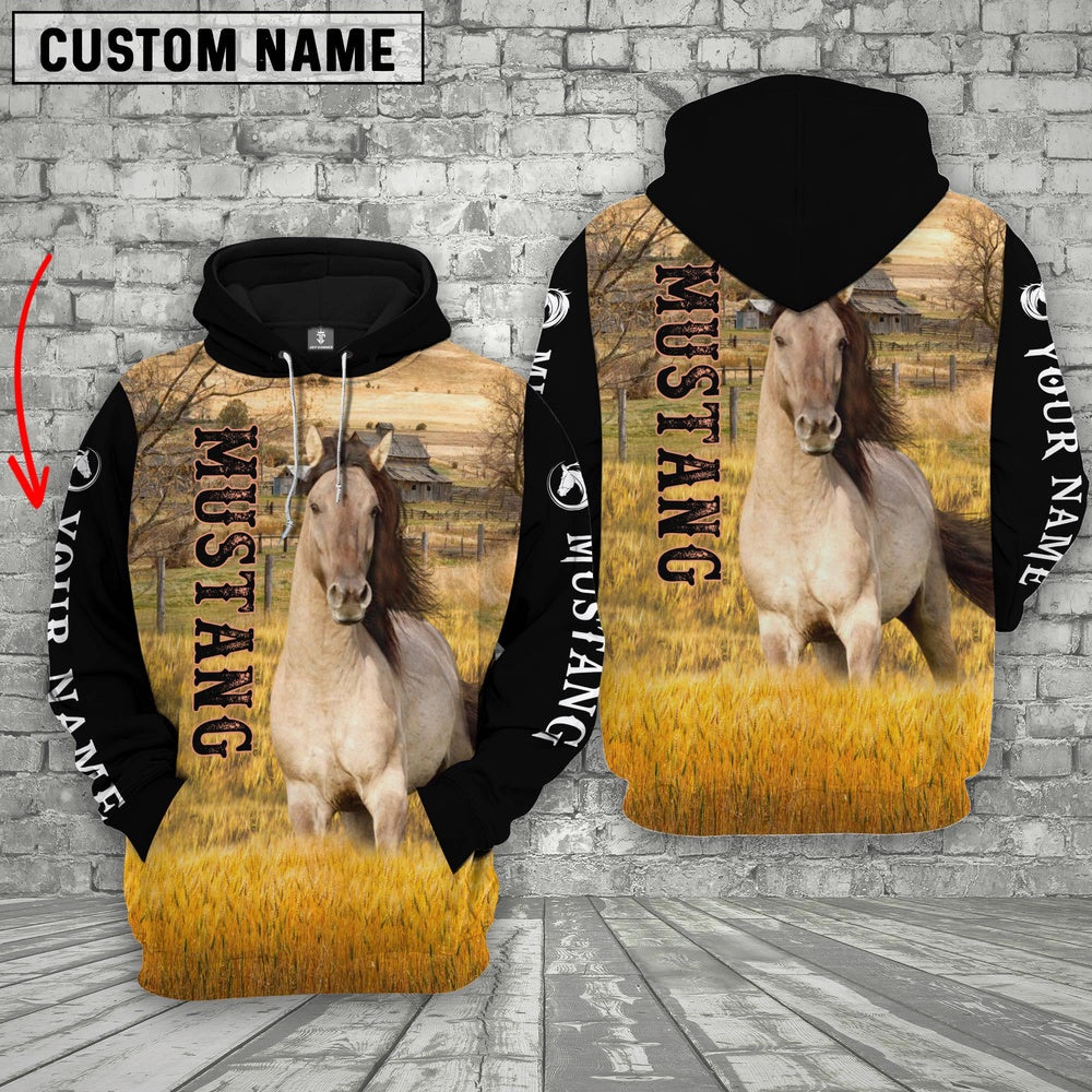 Personalized Name Mustang House On The Farm 3D Hoodie, Farmer Hoodie, Custom Farm Shirts, Farmer T Shirt