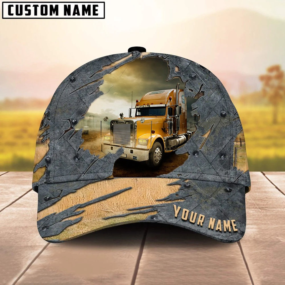 Personalized Name Orange Truck 03 Trucker Classic Cap 2024, Farmer Cap, Cap For Farmers, Best Farm Hat, Farm Use Hat