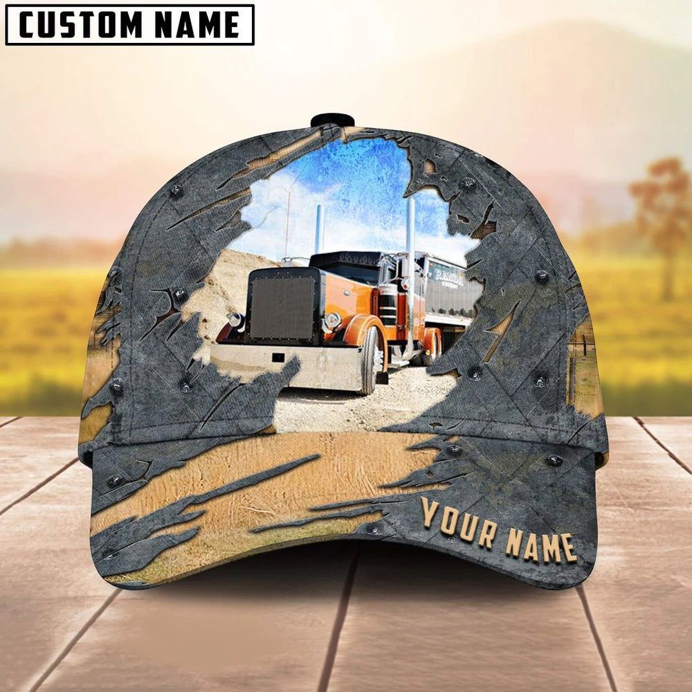 Personalized Name Orange Truck Trucker Classic Cap 2024, Farmer Cap, Cap For Farmers, Best Farm Hat, Farm Use Hat