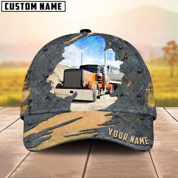Personalized Name Orange Truck Trucker Classic Cap 2024, Farmer Cap, Cap For Farmers, Best Farm Hat, Farm Use Hat