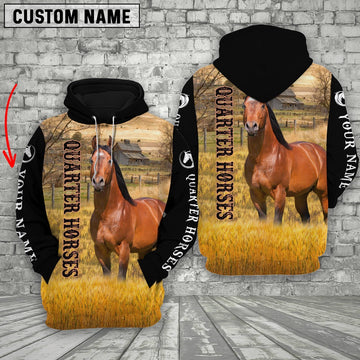 Personalized Name Quarter Horses 3D Hoodie, Farmer Hoodie, Custom Farm Shirts, Farmer T Shirt