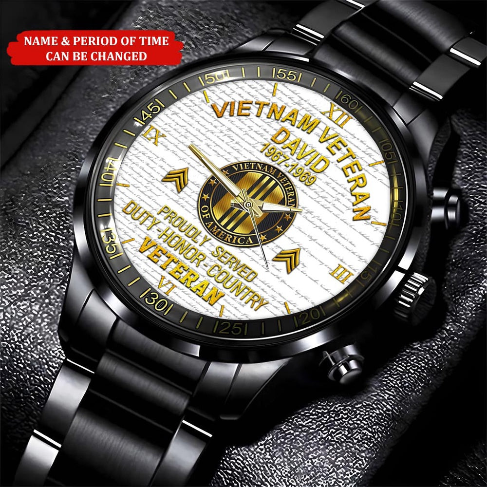 Personalized Name Rank Date Army Vietnam Veteran Business Watch, Military Watch, Military Watches For Men, Fathers Watches