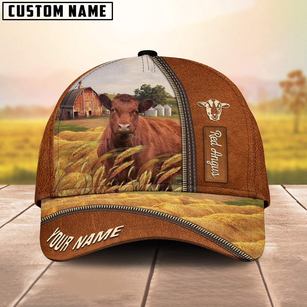 Personalized Name Red Angus Barn Farm Cap, Farmer Cap, Cap For Farmers, Best Farm Hat, Farm Use Hat