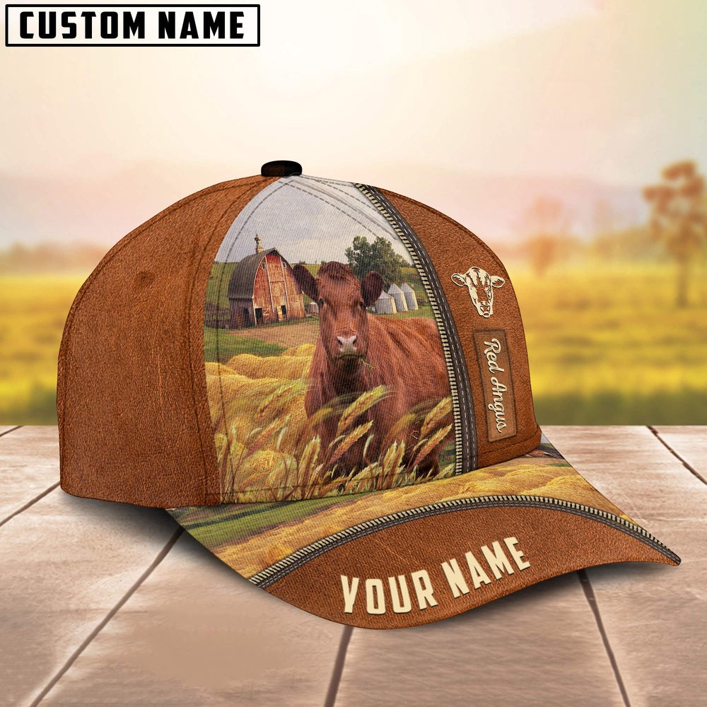 Personalized Name Red Angus Barn Farm Cap, Farmer Cap, Cap For Farmers, Best Farm Hat, Farm Use Hat
