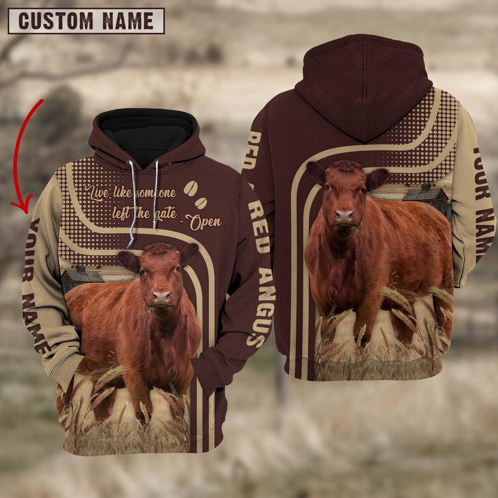 Personalized Name Red Angus Cattle Hoodie TT3, Farmer Hoodie, Custom Farm Shirts, Farmer T Shirt
