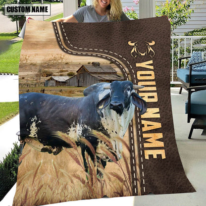 Personalized Name Sardo Negro Leather Pattern Blanket, Farm Blanket, Farm Animal Blanket