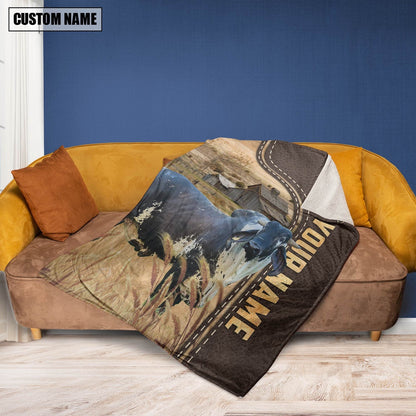 Personalized Name Sardo Negro Leather Pattern Blanket, Farm Blanket, Farm Animal Blanket