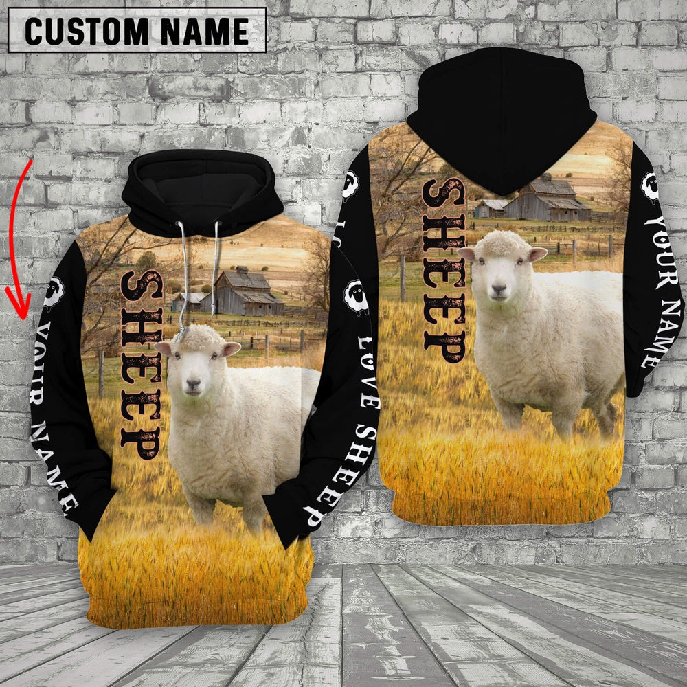 Personalized Name Sheep On The Farm All Over Printed 3D Hoodie, Farmer Hoodie, Custom Farm Shirts, Farmer T Shirt