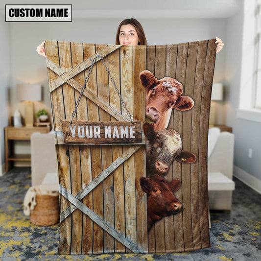Personalized Name Shorthorn Barn Blanket, Farm Blanket, Farm Animal Blanket
