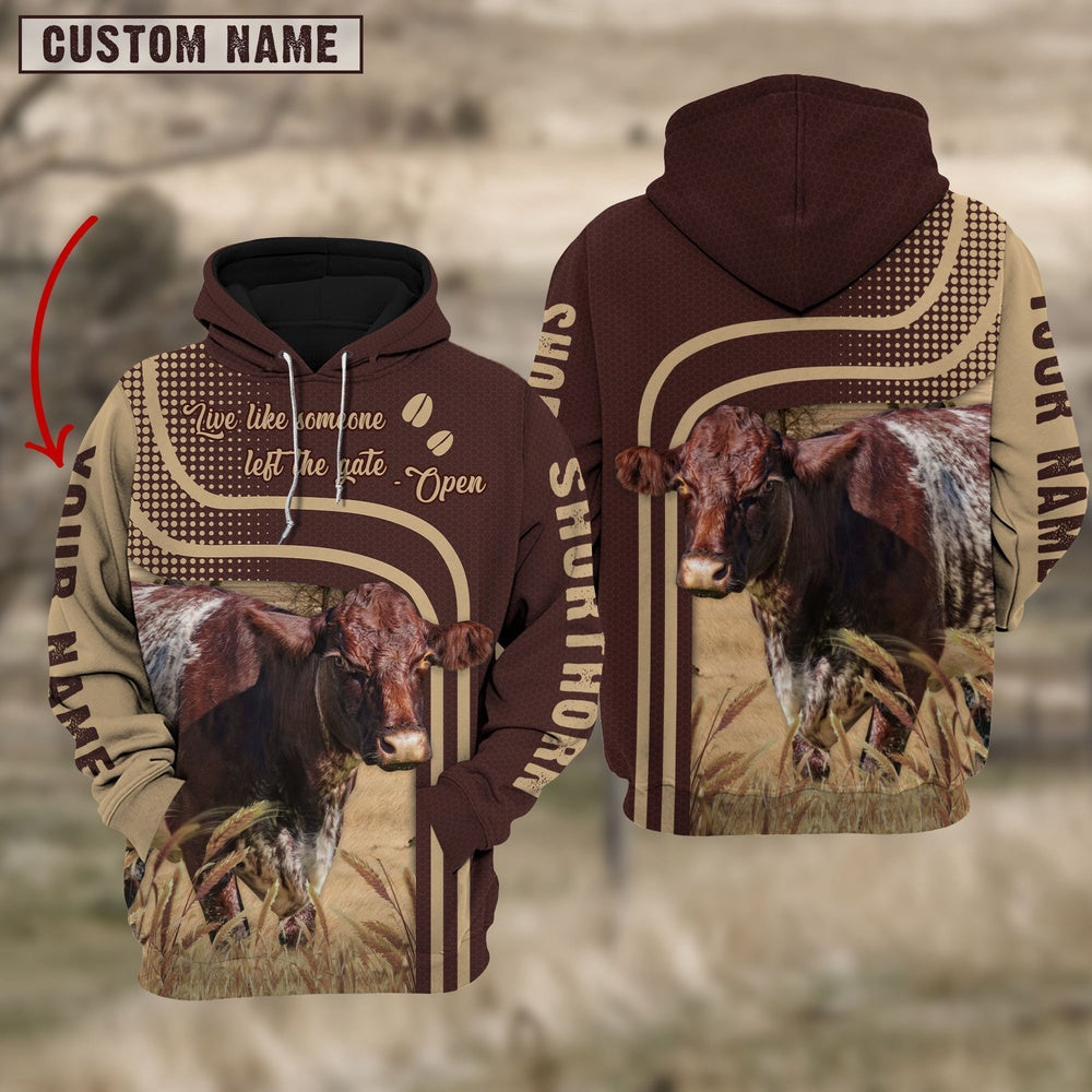 Personalized Name Shorthorn Cattle Hoodie TT14, Farmer Hoodie, Custom Farm Shirts, Farmer T Shirt