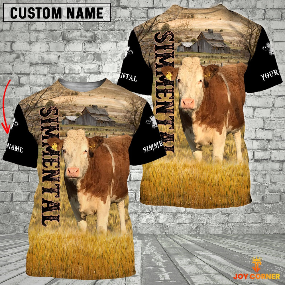 Personalized Name Simmental Cattle On The Farm All Over Printed 3D Hoodie, Farmer Hoodie, Custom Farm Shirts, Farmer T Shirt
