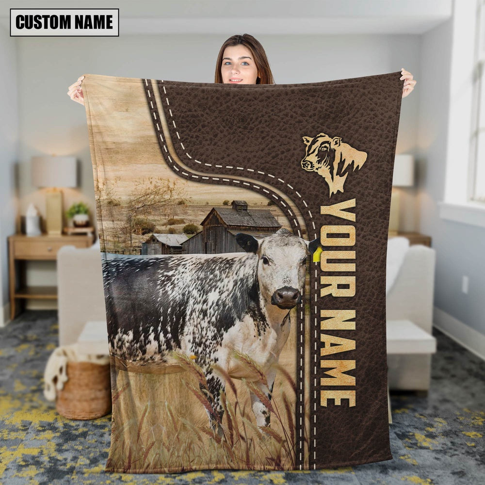 Personalized Name Speckled Park Leather Pattern Blanket, Farm Blanket, Farm Animal Blanket